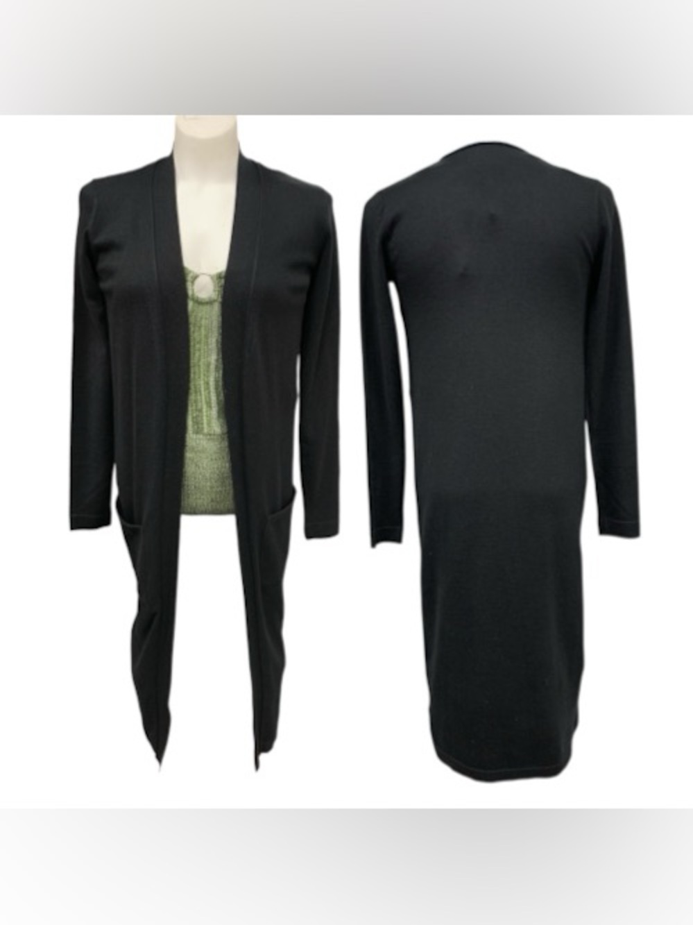 Magaschoni NWT Black Open-Front Long Cardigan Size XS